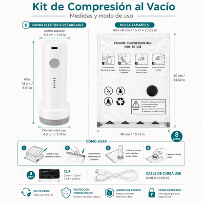 Kit Organizador al Vacío Klavia  Bomba Eléctrica