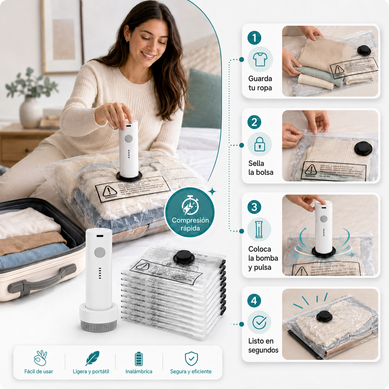 Kit Organizador al Vacío Klavia  Bomba Eléctrica